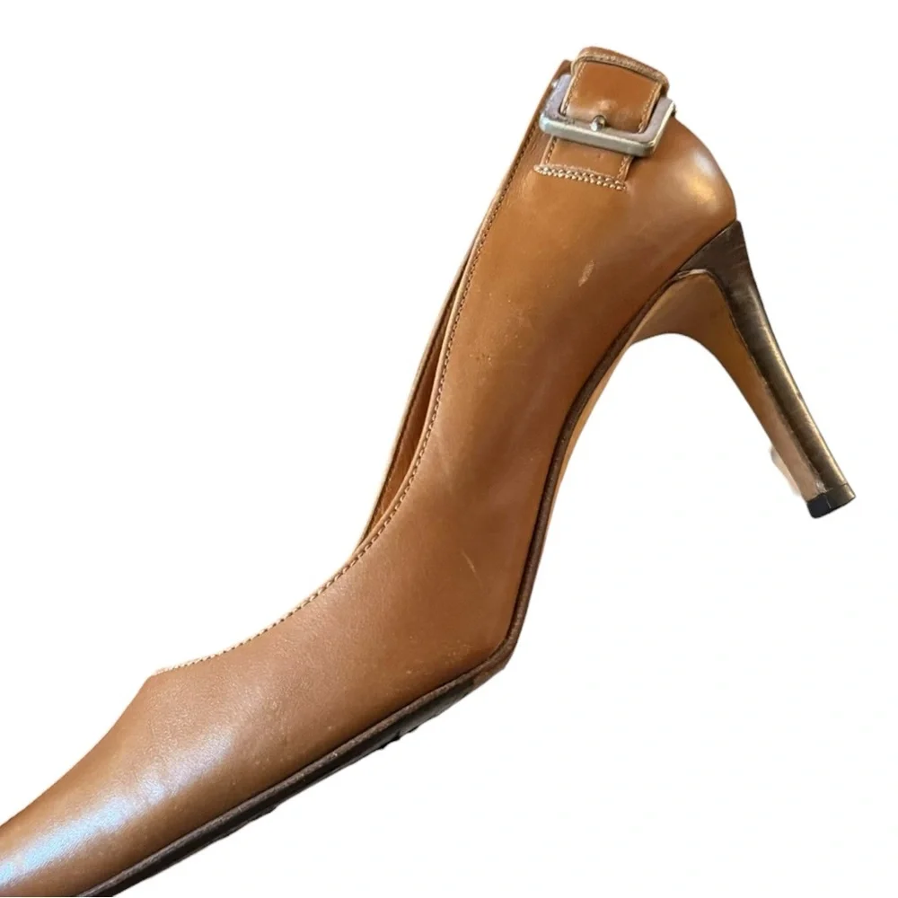 Yves Saint Laurent YSL Vintage Brown Buckle Leather Heels
